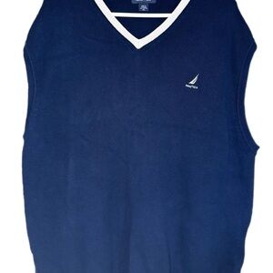 Men’s size XL 100% Cotton Nautica Navy Blue Sweater Vest